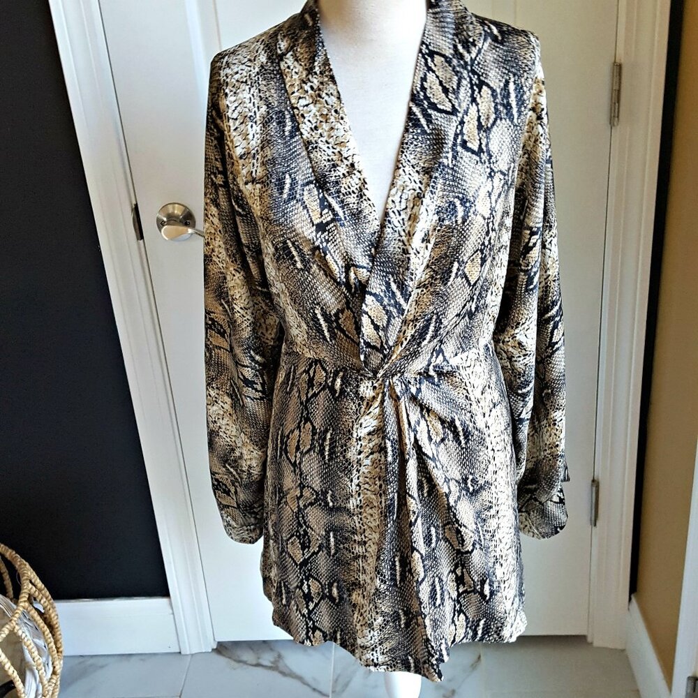 NEW! STORIA Satin KIMONO Snake PRINT DRESS SZ M